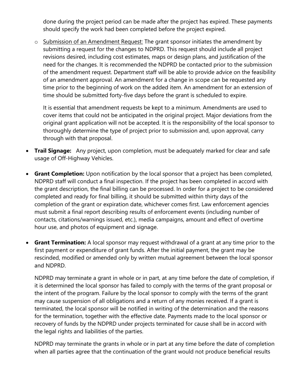 Off-Highway Vehicle Recreation Grant Application - North Dakota, Page 5