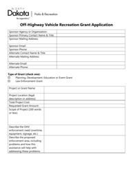 Off-Highway Vehicle Recreation Grant Application - North Dakota, Page 7