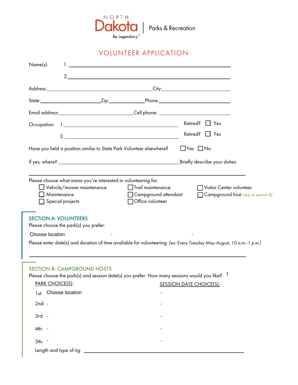 Volunteer Application - North Dakota, Page 1