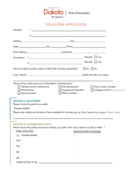&quot;Volunteer Application&quot; - North Dakota