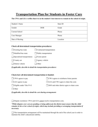 Transportation Plan for Students in Foster Care - North Dakota