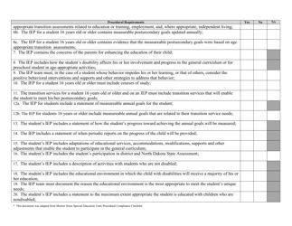 Procedural Compliance Self-assessment (Iep) Checklist - North Dakota, Page 2