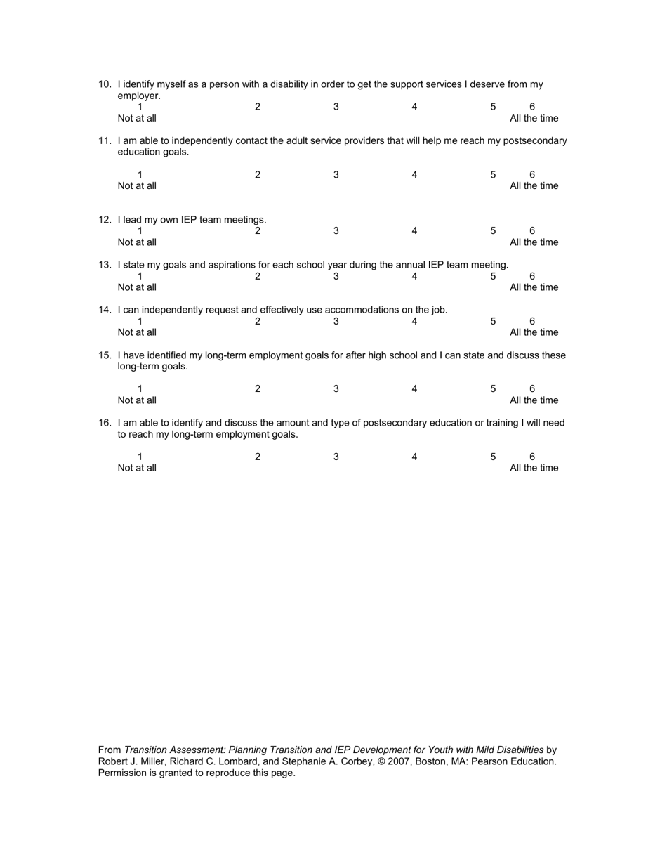 Self-determination and Self-advocacy Skills Questionnaire - North Dakota, Page 2
