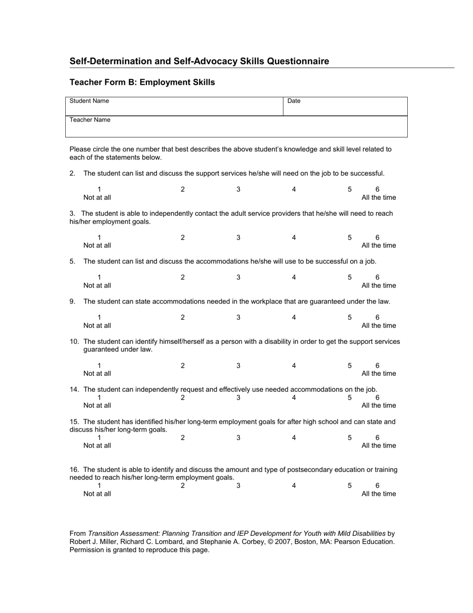 Self-determination and Self-advocacy Skills Questionnaire - North Dakota, Page 8