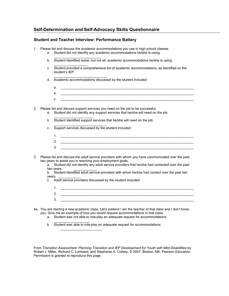 Self-determination and Self-advocacy Skills Questionnaire - North Dakota, Page 9