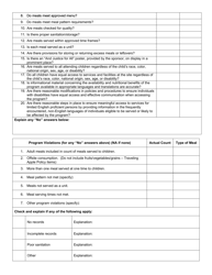 Site Review Form - Emergency Summer Food Program - North Dakota, Page 2