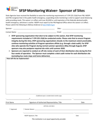Document preview: Sfsp Monitoring Waiver - Sponsor of Sites - North Dakota