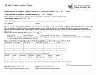 Student Information Form - North Dakota, Page 2