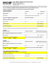 Form SFN60348 Dual Credit Assistance Application - North Dakota