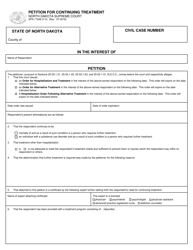 Form SFN17248 (F-5) Petition for Continuing Treatment - North Dakota