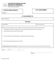 Document preview: Form SFN17250 (F-7) Petition for Order for Less Restrictive Treatment - North Dakota