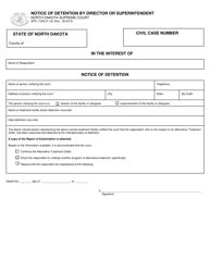 Document preview: Form SFN17259 (F-16) Notice of Detention by Director or Superintendent - North Dakota