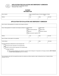 Form SFN17264 (GN-5) Application for Evaluation and Emergency Admission - North Dakota