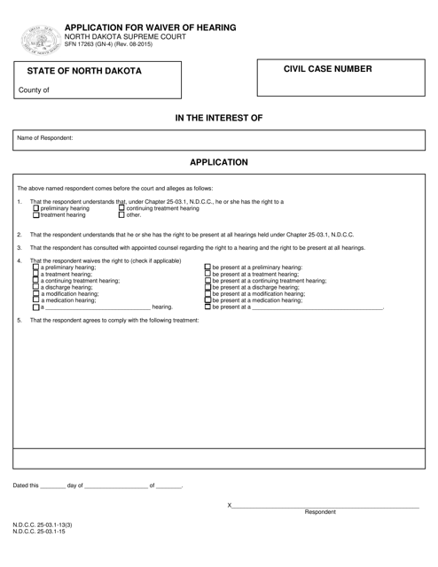 Form SFN17263 (GN-4)  Printable Pdf