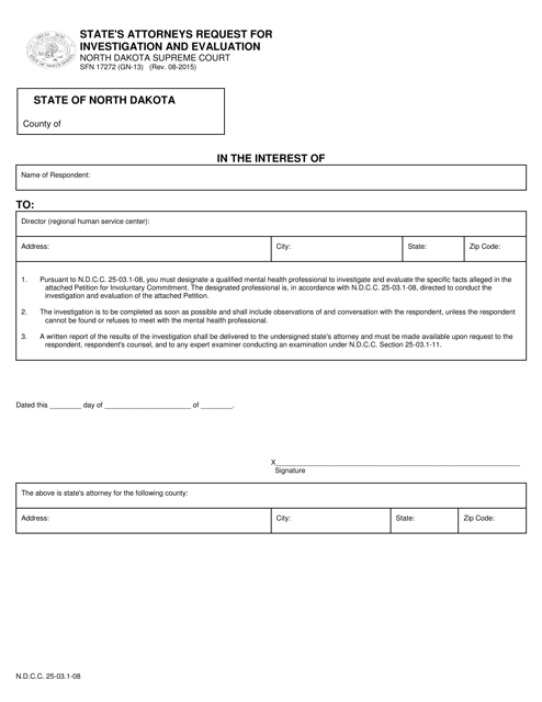 Form SFN17272 (GN-13)  Printable Pdf