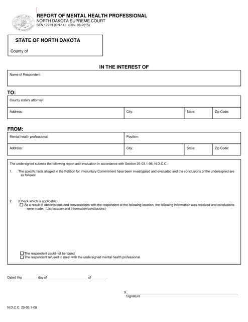 Form SFN17273 (GN-14)  Printable Pdf