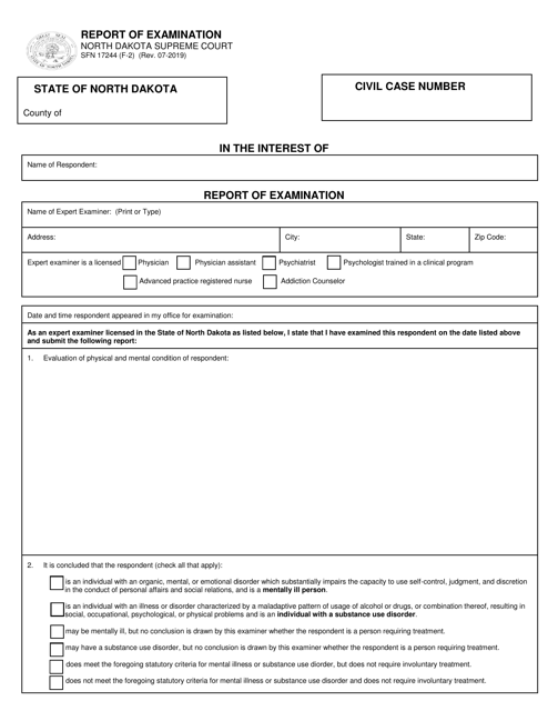 Form SFN17244 (F-2) Report of Examination - North Dakota