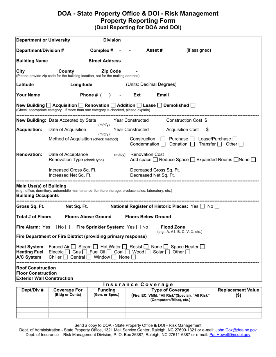 Property Reporting Form - North Carolina, Page 1
