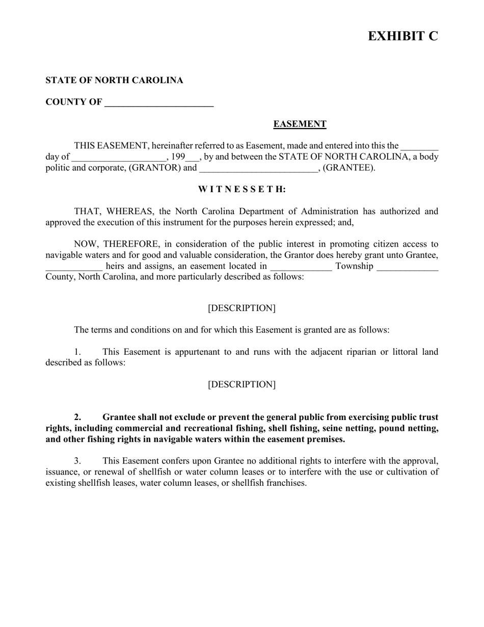 North Carolina Application for Easement in State-Owned Submerged Lands ...