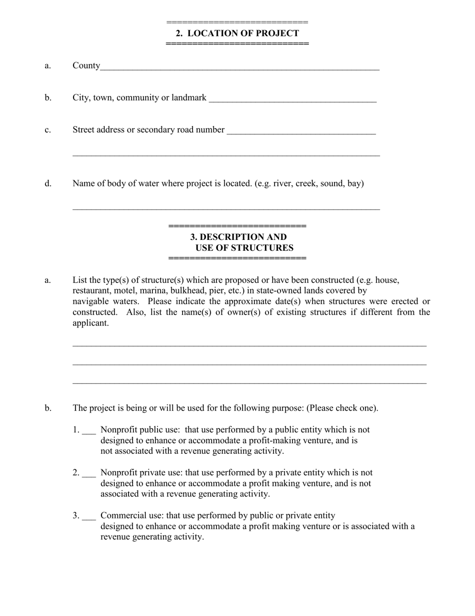 Application for Easement in State-Owned Submerged Lands - North Carolina, Page 5