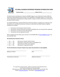 Document preview: Nc Small Business Enterprise Program Affirmation Form - North Carolina