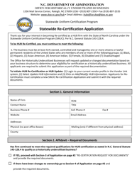 &quot;Statewide Re-certification Application - Statewide Uniform Certification Program&quot; - North Carolina