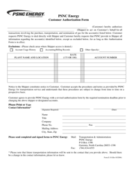 Form E-10 &quot;Psnc Energy Customer Authorization Form&quot; - North Carolina