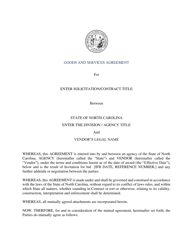 Goods and Services Agreement - North Carolina