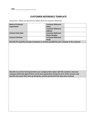 Document preview: Customer Reference Template - North Carolina