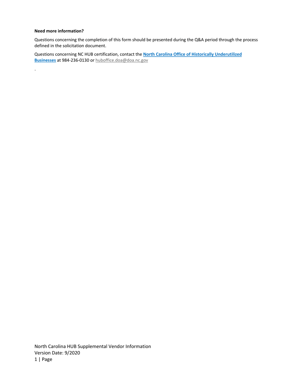 Supplemental Vendor Information - Historically Underutilized Businesses - North Carolina, Page 2