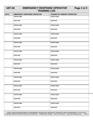 Form UST-26 Emergency Response Operator Training Log - North Carolina, Page 2