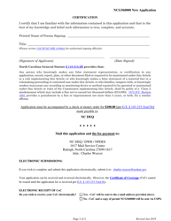 Application for Coverage Under General Permit Ncg560000 - North Carolina, Page 2