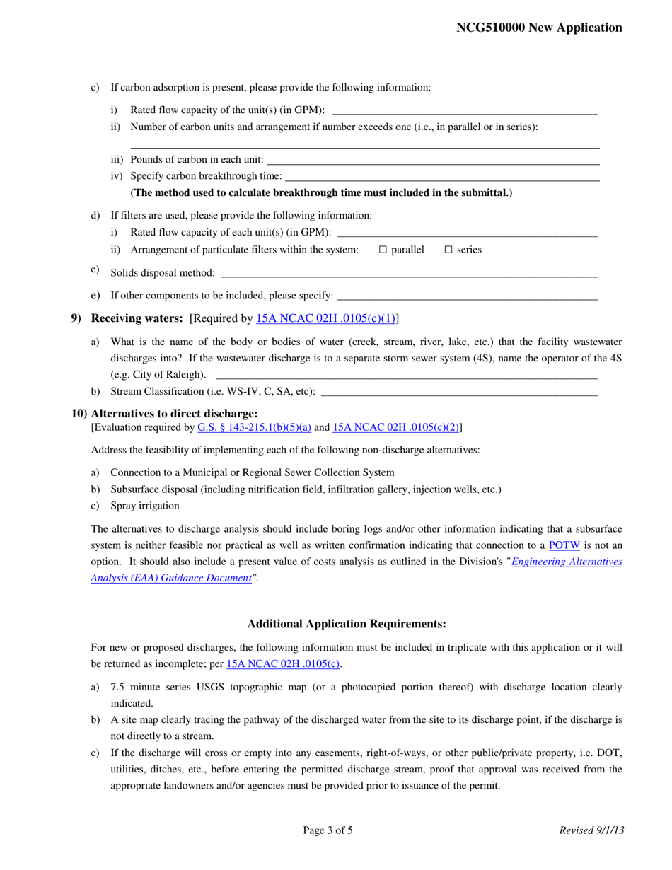 Application for Coverage Under General Permit Ncg510000 - North Carolina, Page 3
