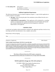 Application for Renewal of Existing Coverage Under General Permit Ncg510000 - North Carolina, Page 2