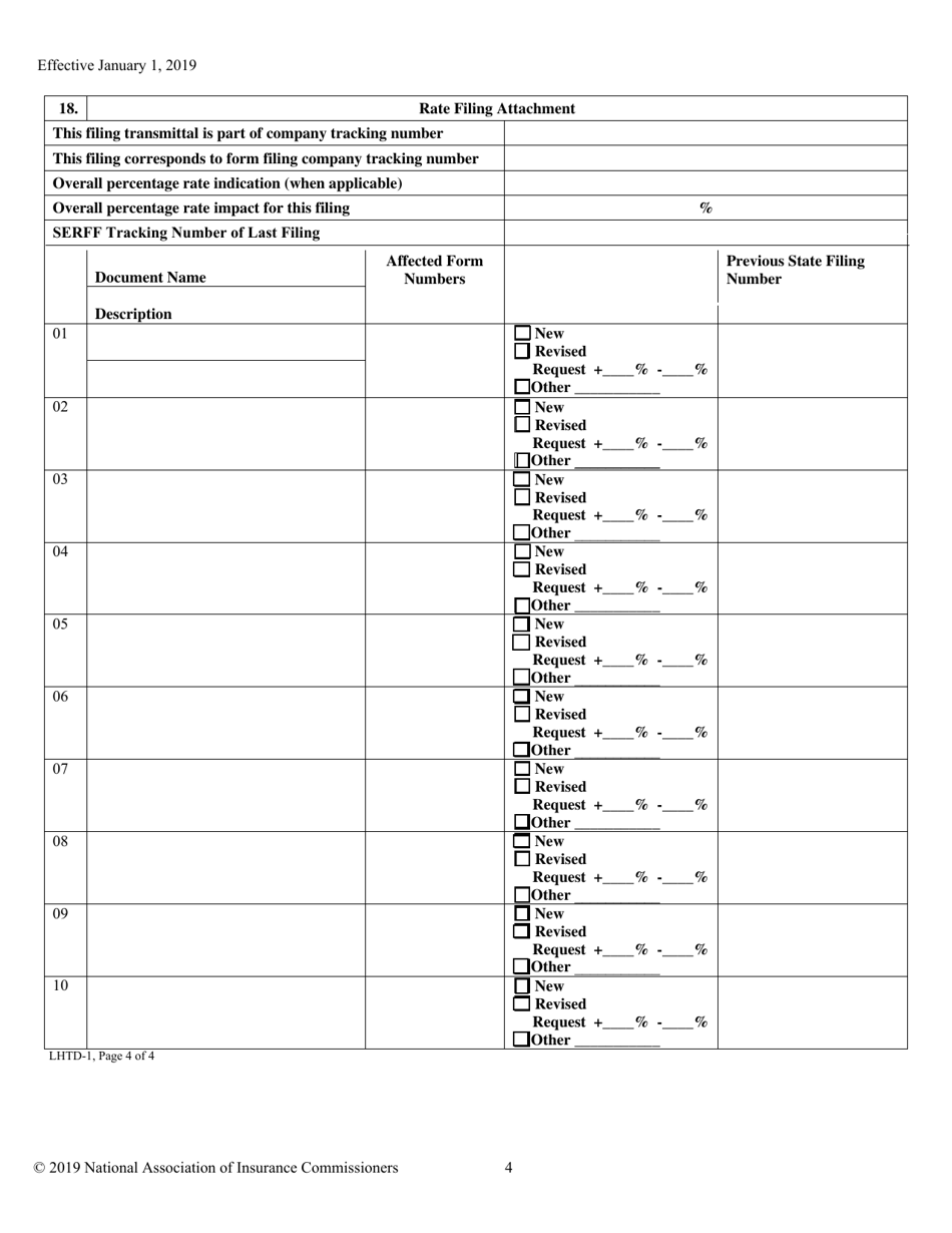 Form LHTD-1 Life, Accident  Health, Annuity, Credit Transmittal Document, Page 4
