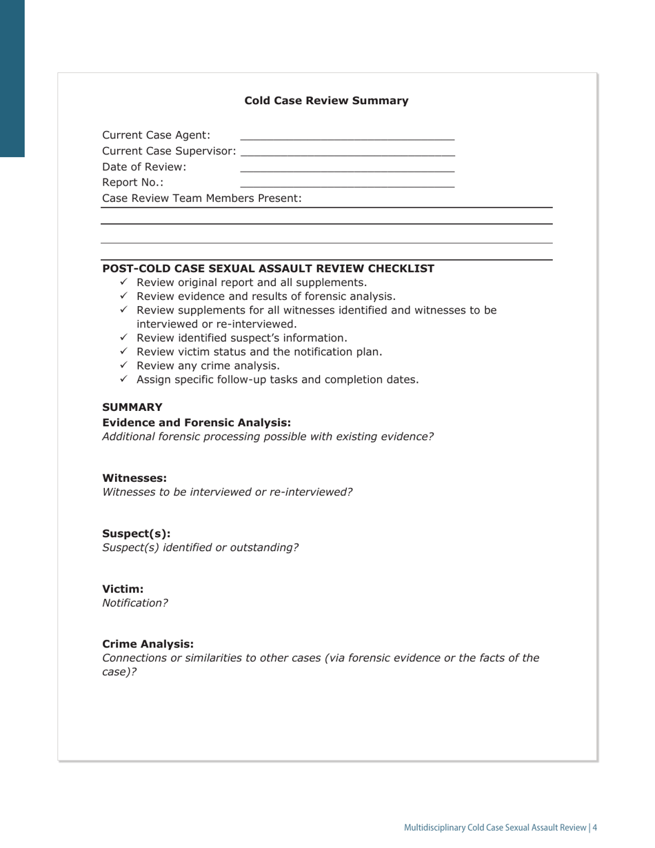 Multidisciplinary Cold Case Sexual Assault Review - North Carolina, Page 4