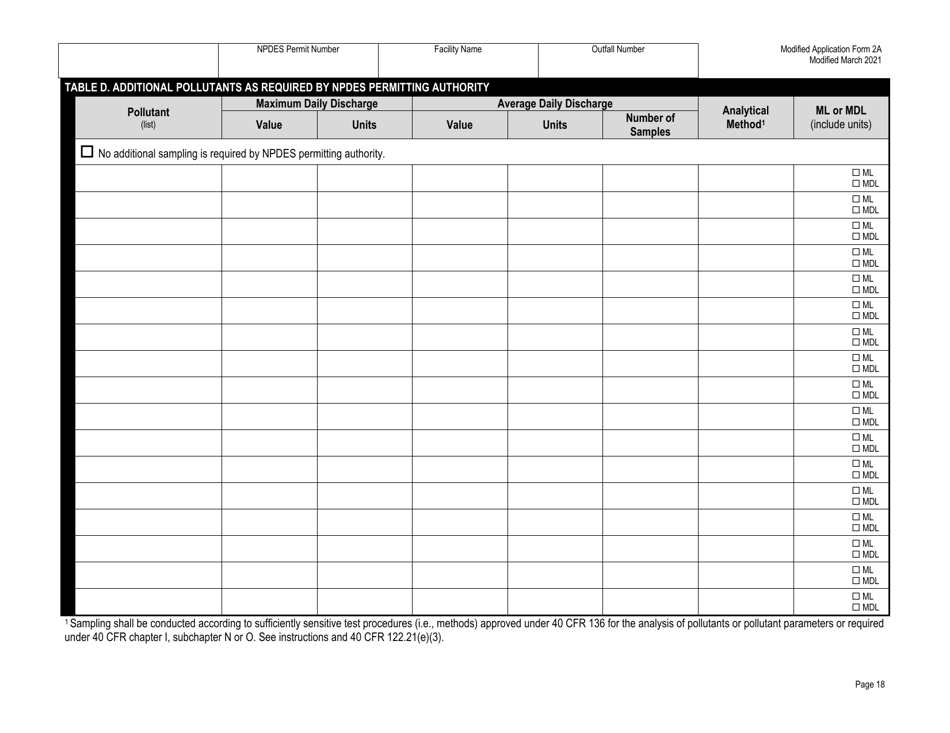 EPA Form 2A (3510-2A) Municipal Potw With Design Flow (Modified) - North Carolina, Page 19