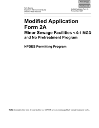 EPA Form 2A (3510-2A) Municipal Potw With Design Flow (Modified) - North Carolina