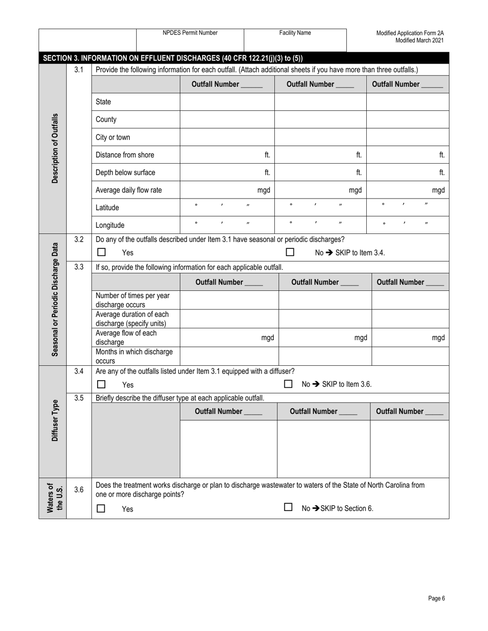 EPA Form 2A (3510-2A) Municipal Potw With Design Flow (Modified) - North Carolina, Page 7