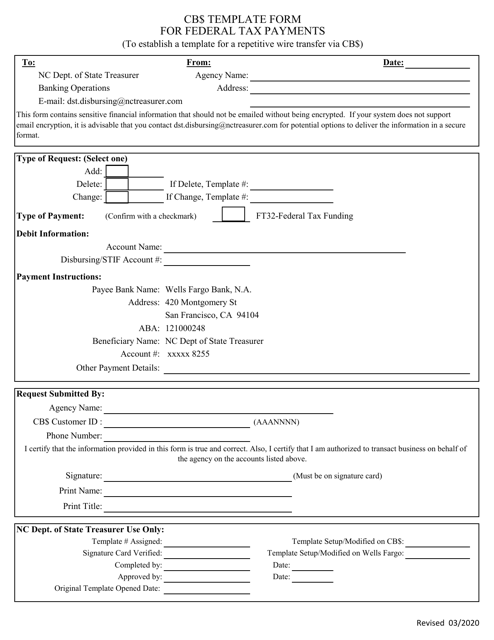 Federal Tax Payment Template - North Carolina Download Pdf