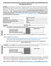 Document preview: Ancillary Governmental Participant Investment Program (Agpip) Deposit/Withdrawal Form - State Agencies - North Carolina
