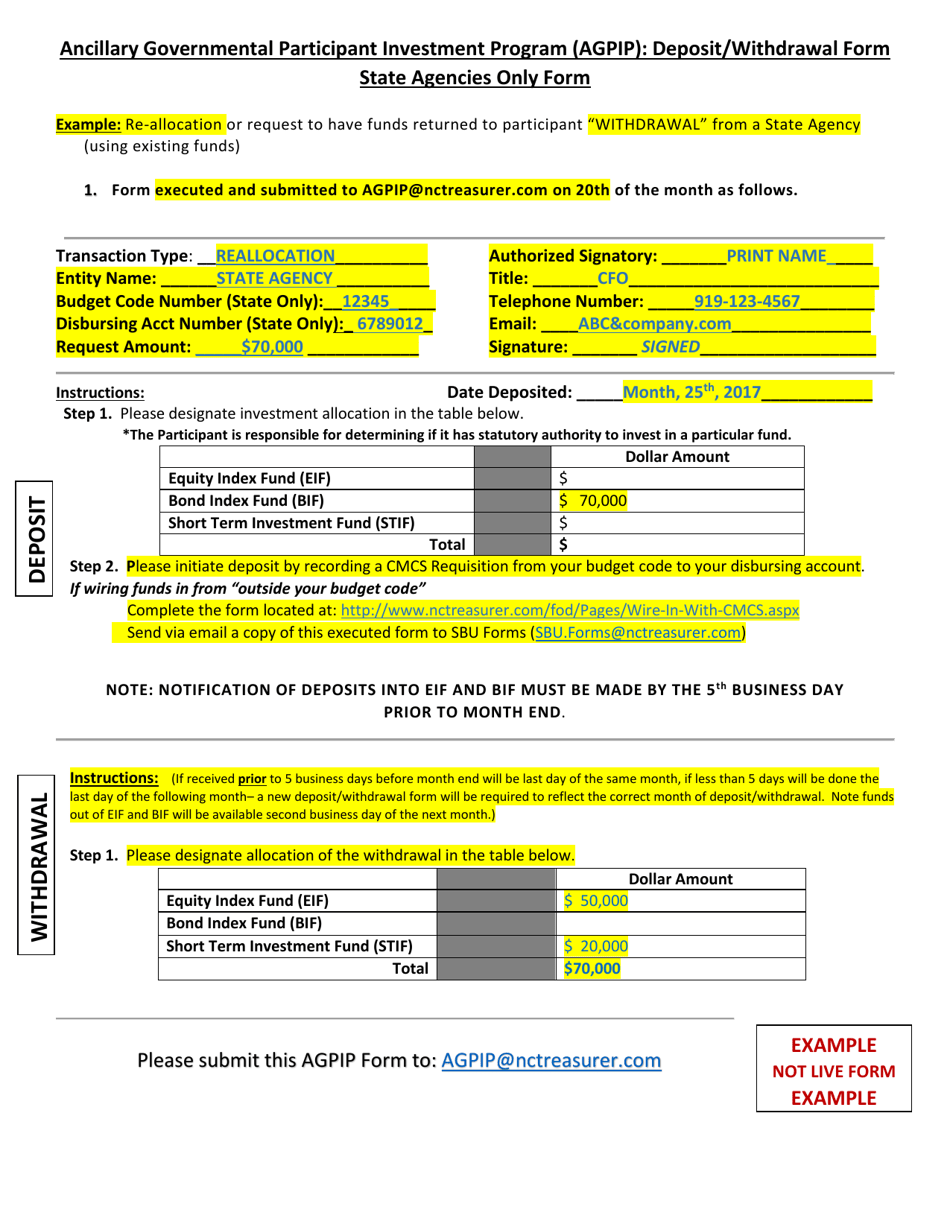 Instructions for Ancillary Governmental Participant Investment Program (Agpip) Deposit / Withdrawal Form - State Agencies - North Carolina, Page 6