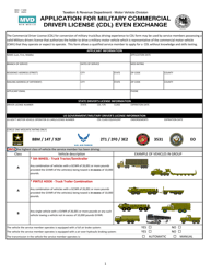 Form MVD-11200 &quot;Application for Military Commercial Driver License (Cdl) Even Exchange&quot; - New Mexico