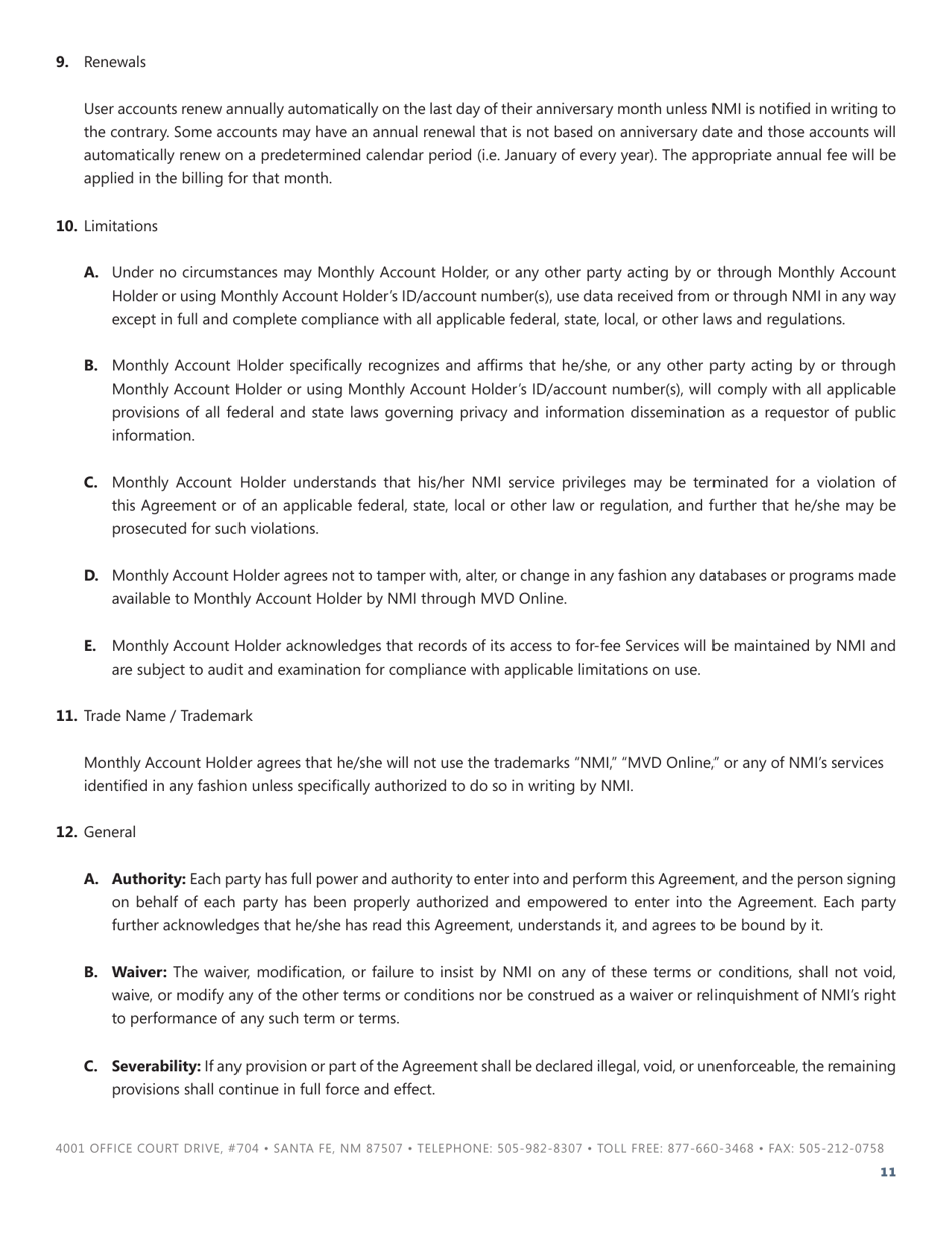 Registration Agreement - New Mexico, Page 11