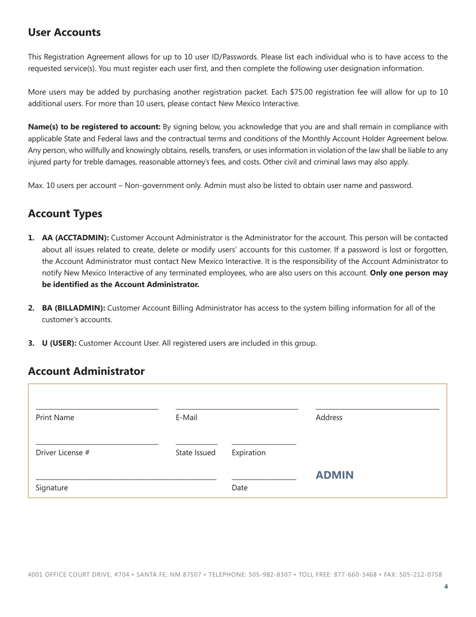 Registration Agreement - New Mexico, Page 4