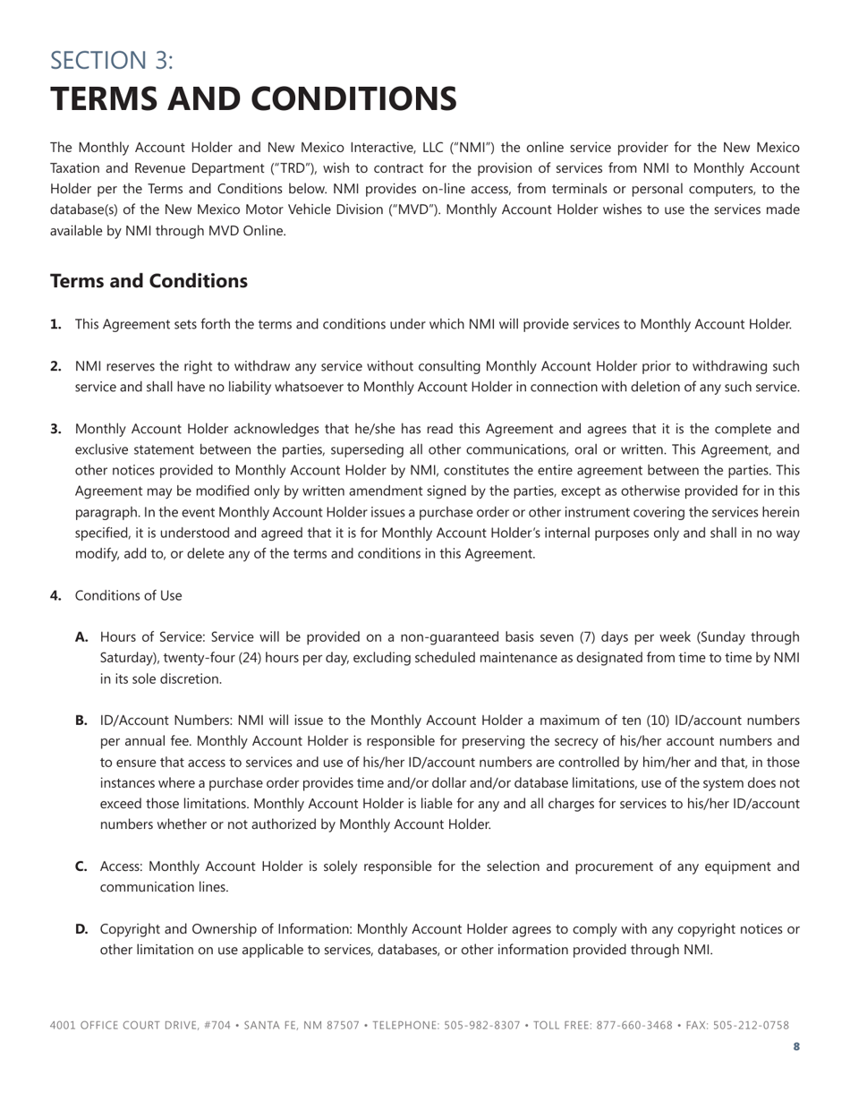 Registration Agreement - New Mexico, Page 8