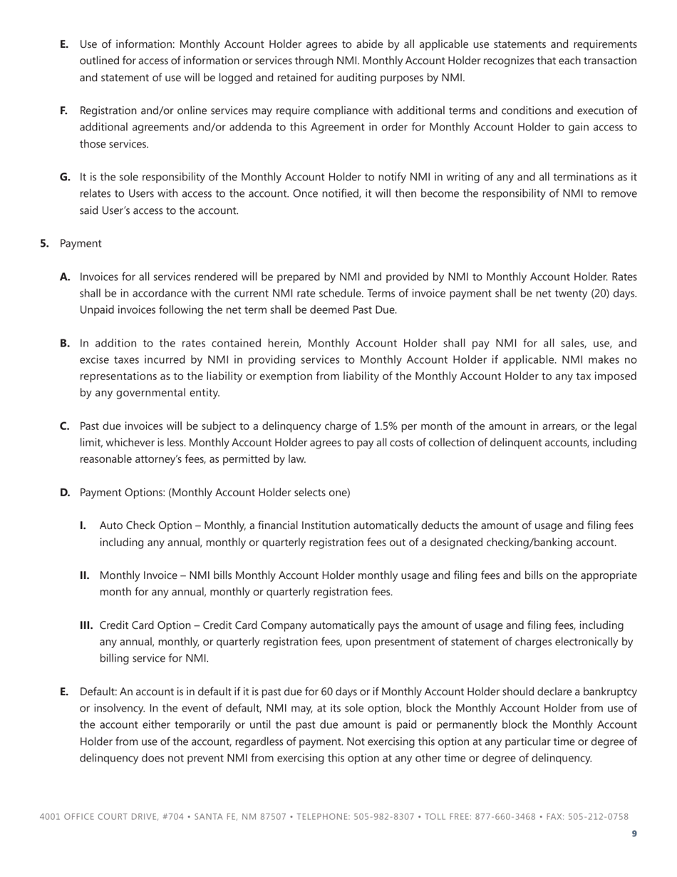 Registration Agreement - New Mexico, Page 9