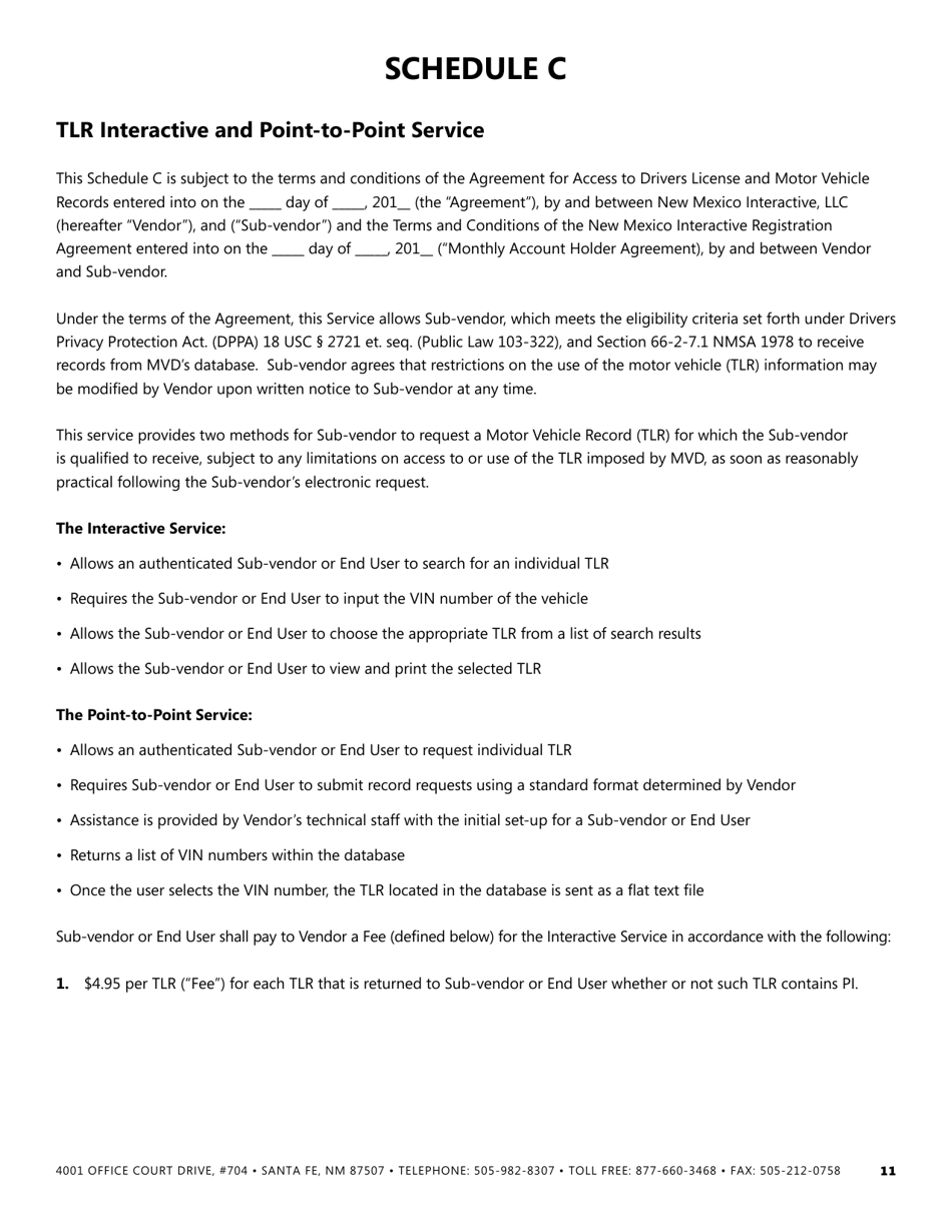 Agreement for Access to Drivers License and Motor Vehicle Records - New Mexico, Page 11