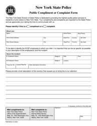 Public Compliment or Complaint Form - New York