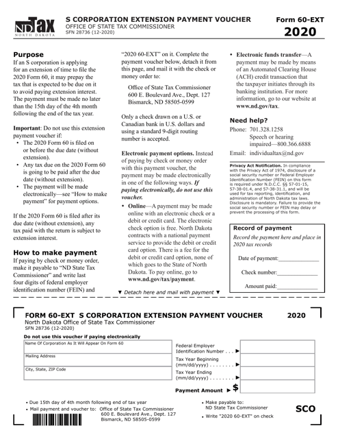 Form 60-EXT (SFN28736) 2020 Printable Pdf